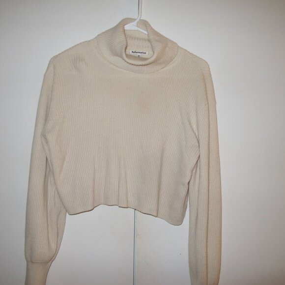 Reformation Women's Wool Cropped Turtle Neck Sweather - Picture 1 of 3